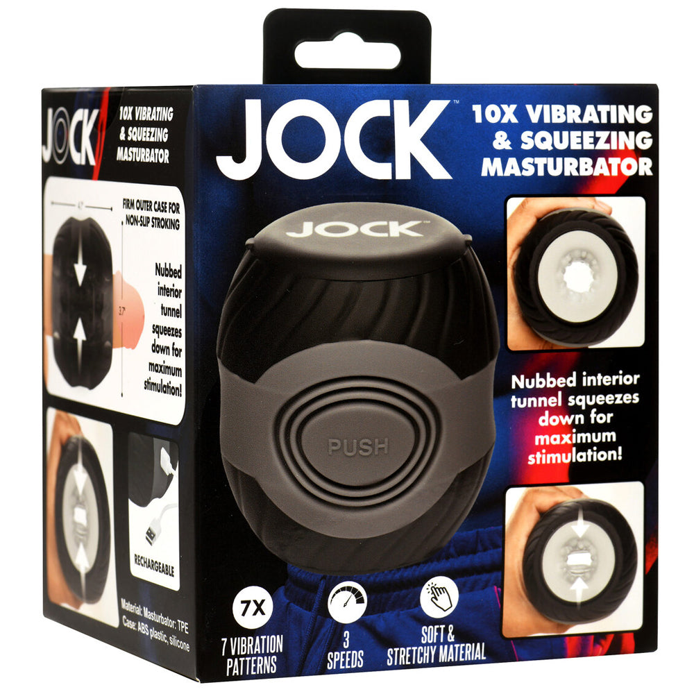 Jock 10X Vibrating Double Masturbator Clear | 653078944167 | Discreet Personal Wellness