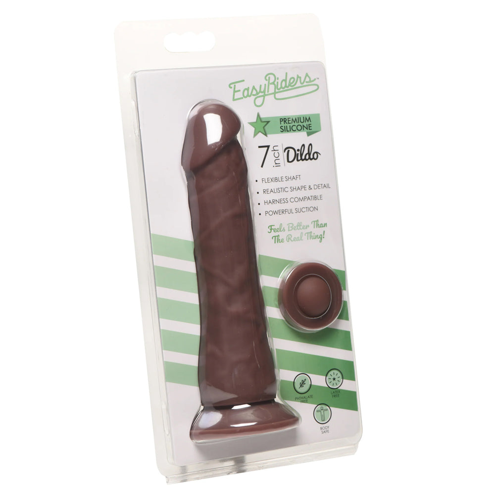 Easy Riders 7" Silicone Dildo Dark | 653078944655 | Discreet Personal Wellness