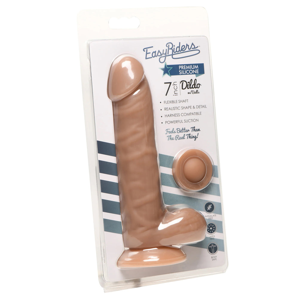 Easy Riders 7" Silicone Dildo With Balls Medium | 653078944679 | Discreet Personal Wellness