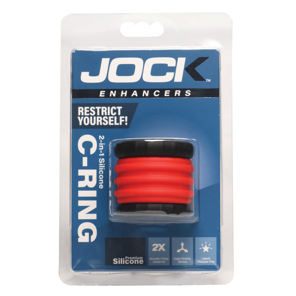 Jock Enhancers 2-In-1 Silicone Penis Ring Red | 653078945089 | Discreet Personal Wellness