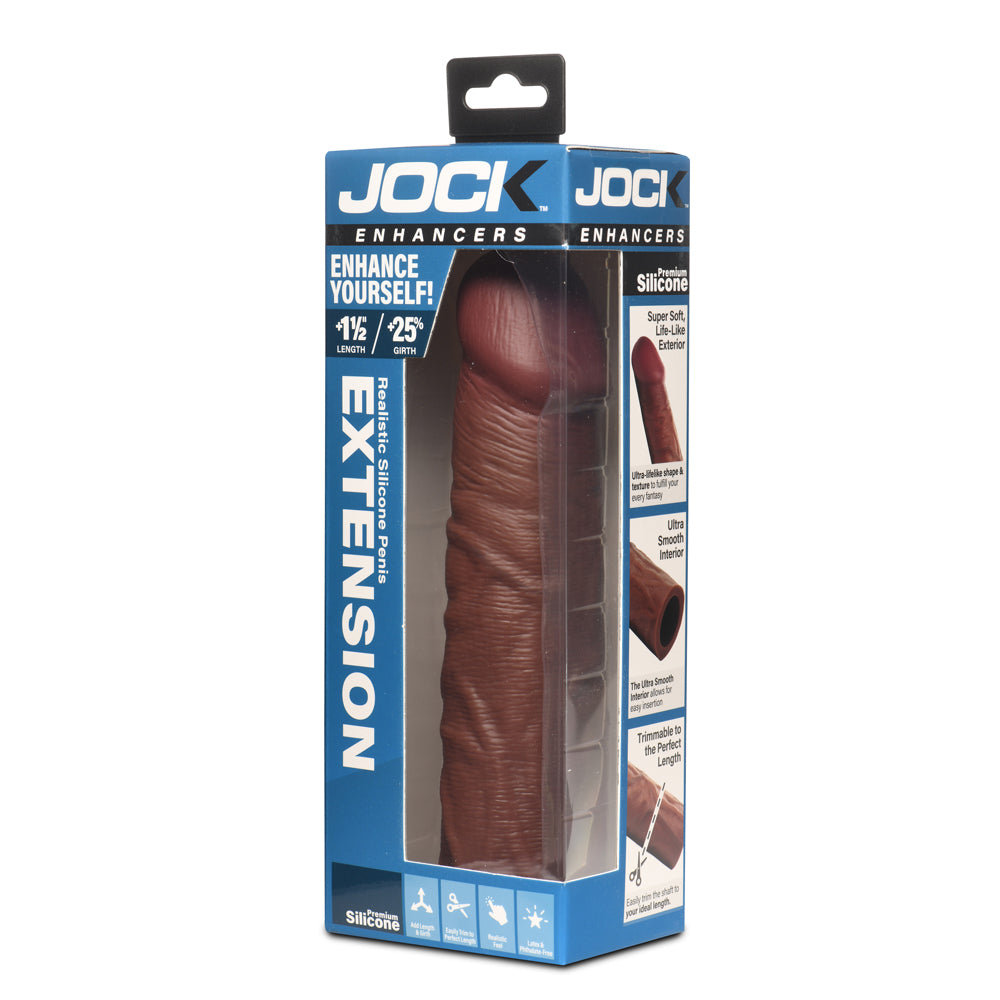 Jock Enhancers 1.5" Silicone Penis Extension Sleeve Dark | 653078945119 | Discreet Personal Wellness