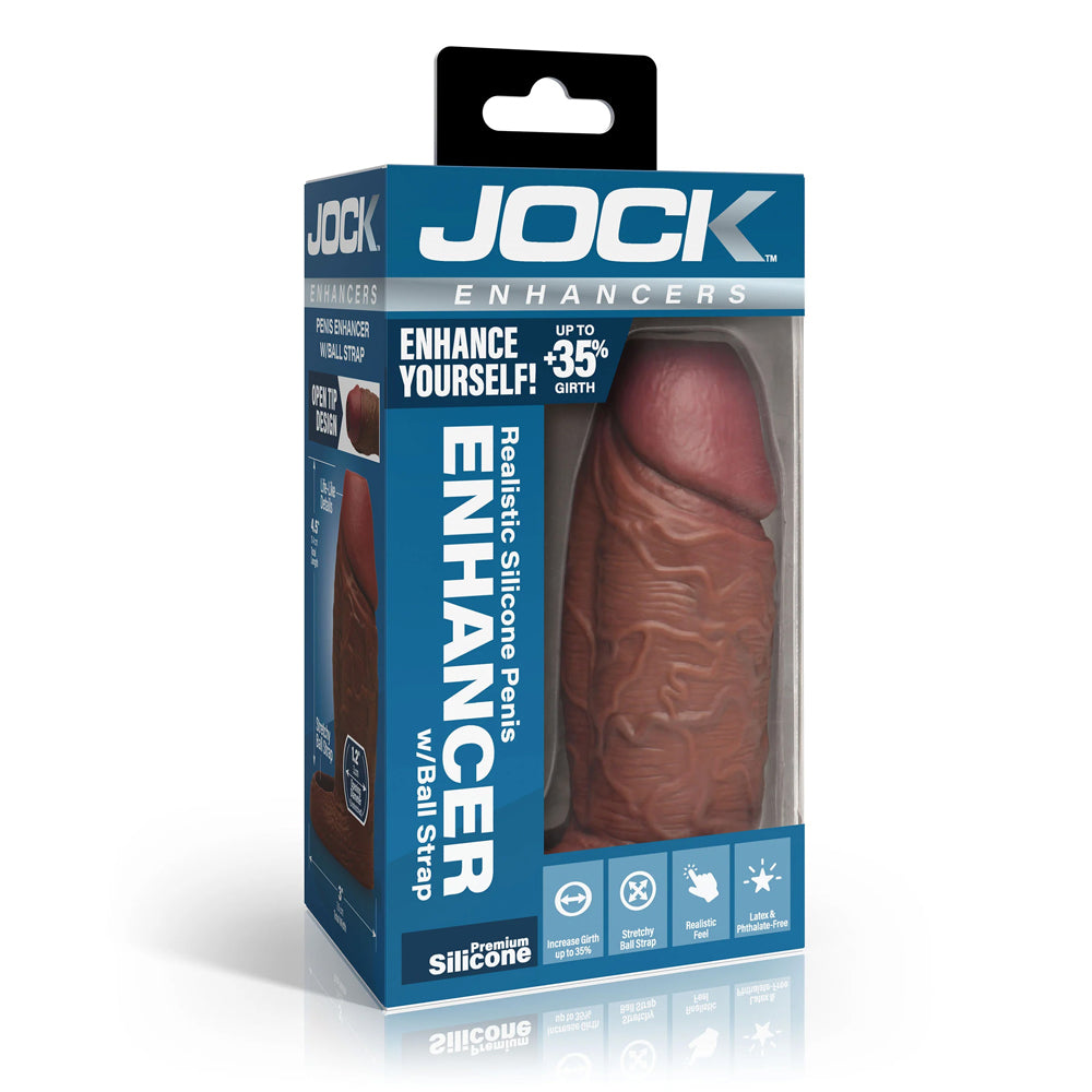 Jock Enhancers Silicone Penis Extension Sleeve Dark | 653078945195 | Discreet Personal Wellness