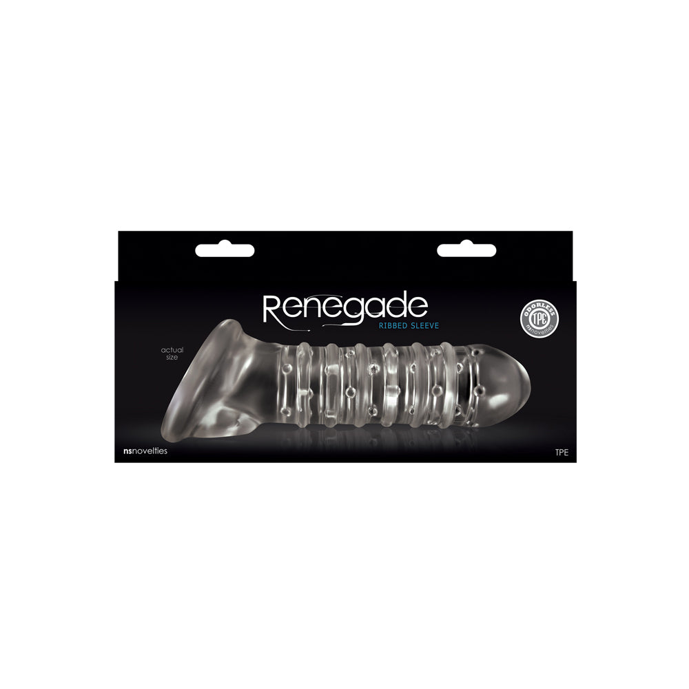 Renegade Ribbed Sleeve Clear | 657447097195 | Discreet Personal Wellness