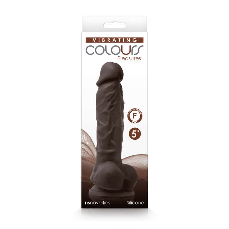 Colours Pleasures Vibrating 5" Dildo Dark Brown | 657447104275 | Discreet Personal Wellness