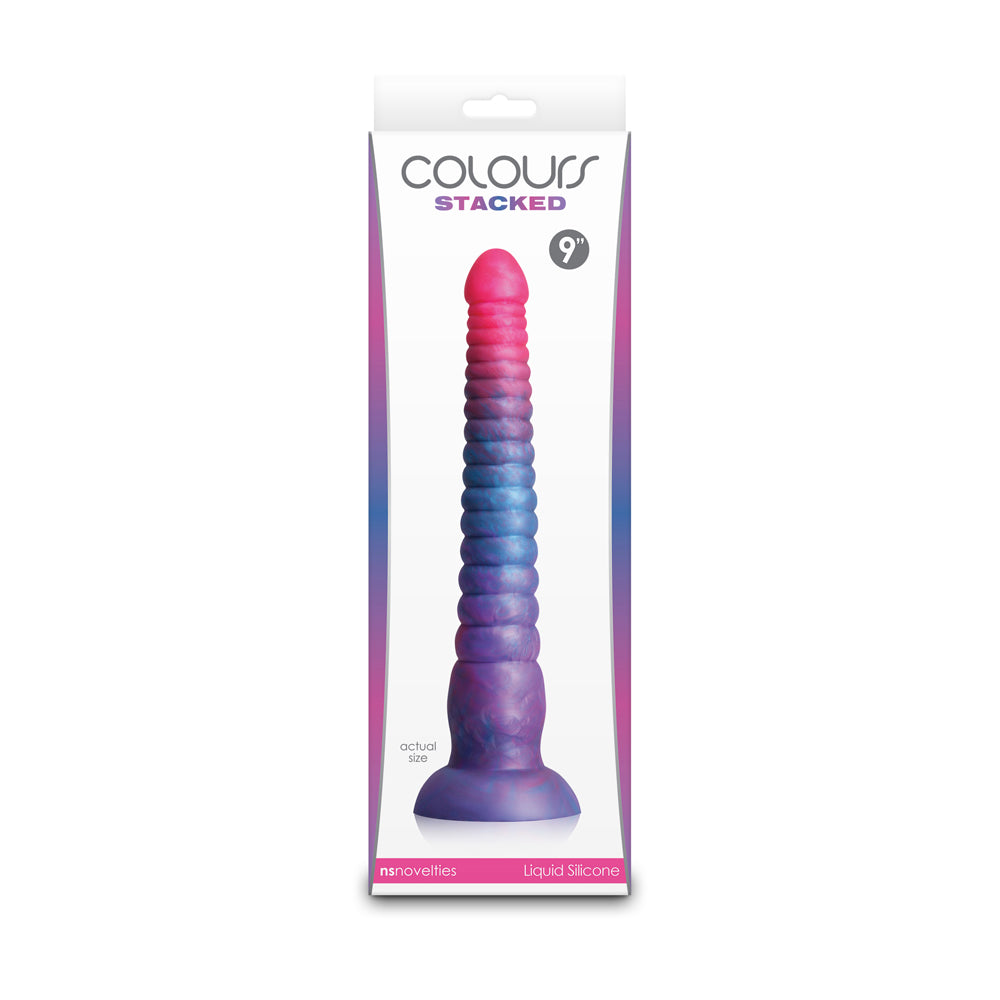 Colours Stacked 9" Dildo Pink/Blue | 657447110641 | Discreet Personal Wellness