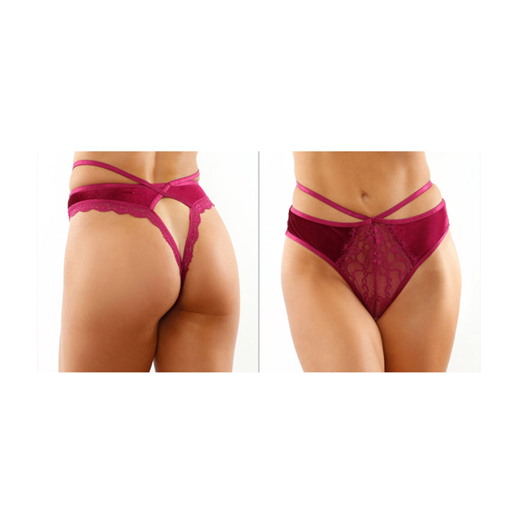 Kalina Velvet Cut-Out Thong With Keyhole Back S/M | 657447304064 | Discreet Personal Wellness