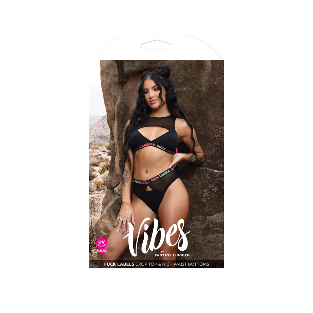 fun Labels Crop Top & High Waist Bottoms S/M | 657447310904 | Discreet Personal Wellness