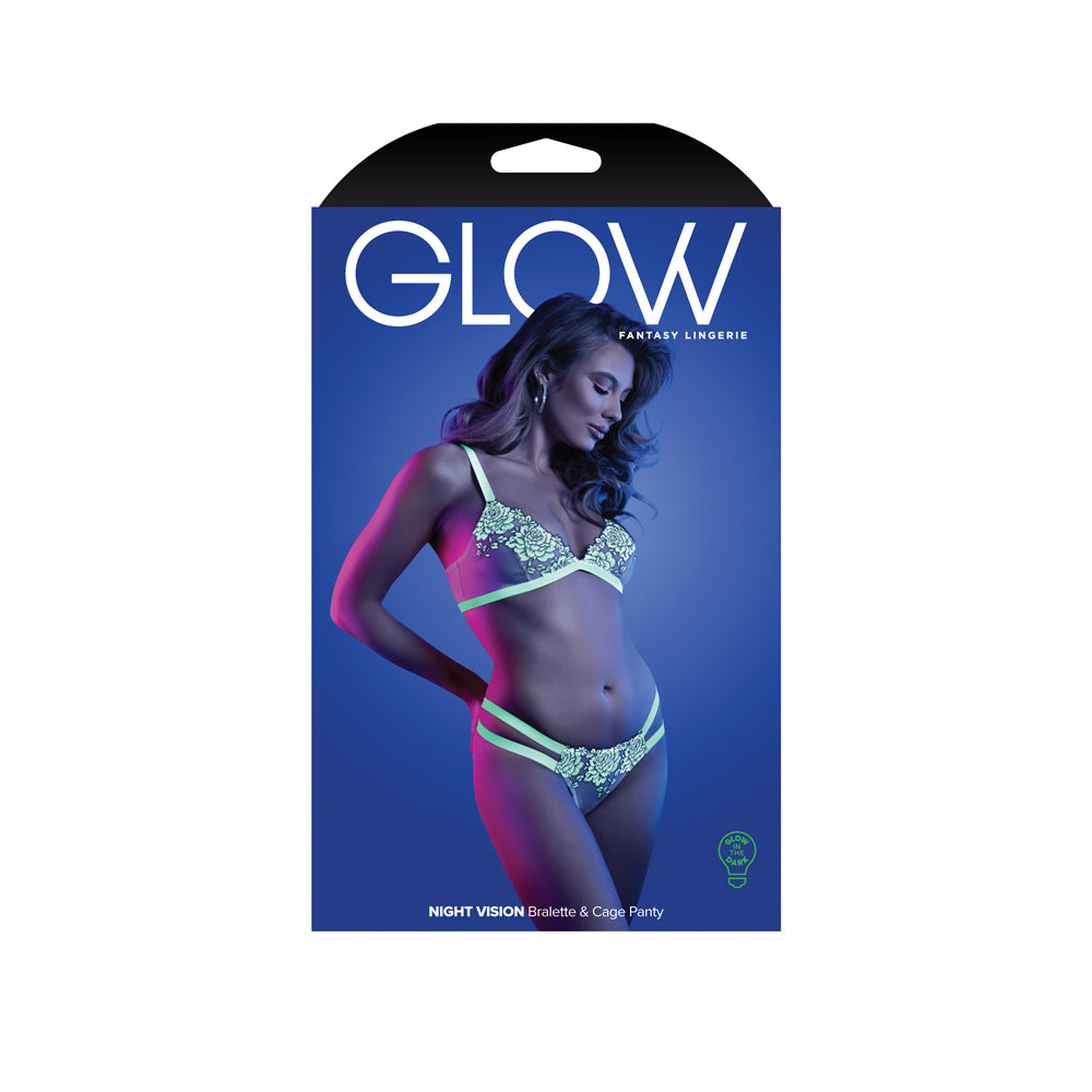 Night Vision Bralette & Cage Panty S/M | 657447311567 | Discreet Personal Wellness