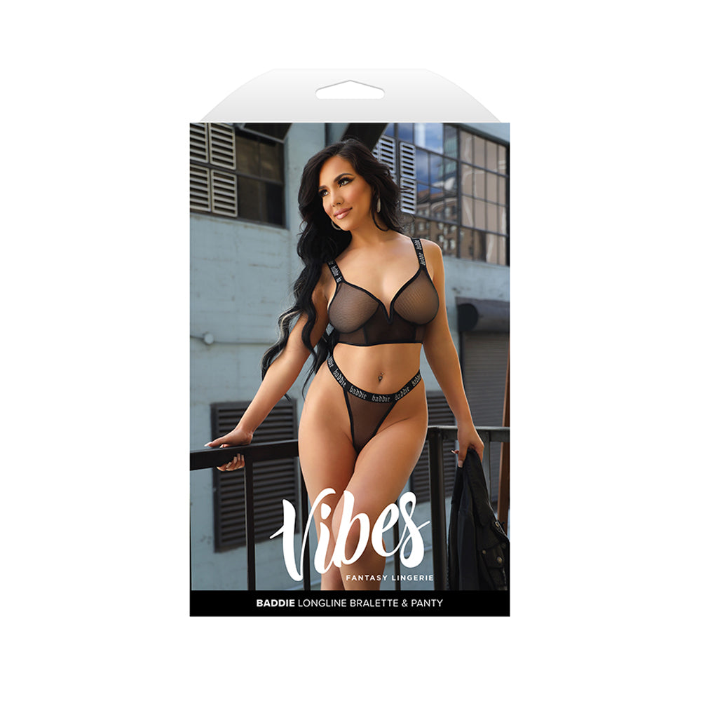 Baddie Longline Bralette & Panty S/M | 657447315855 | Discreet Personal Wellness