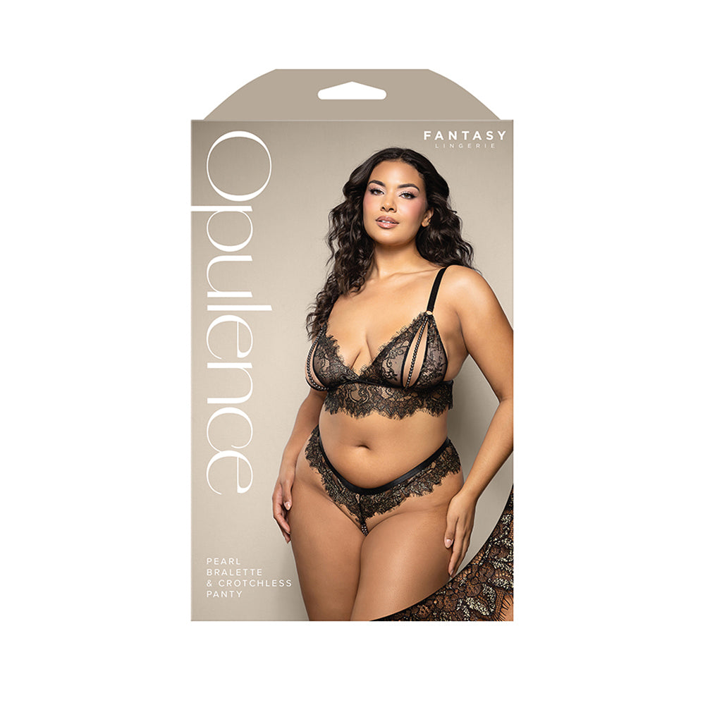Pearl Bralette & Crotchless Panty Queen Size | 657447322013 | Discreet Personal Wellness