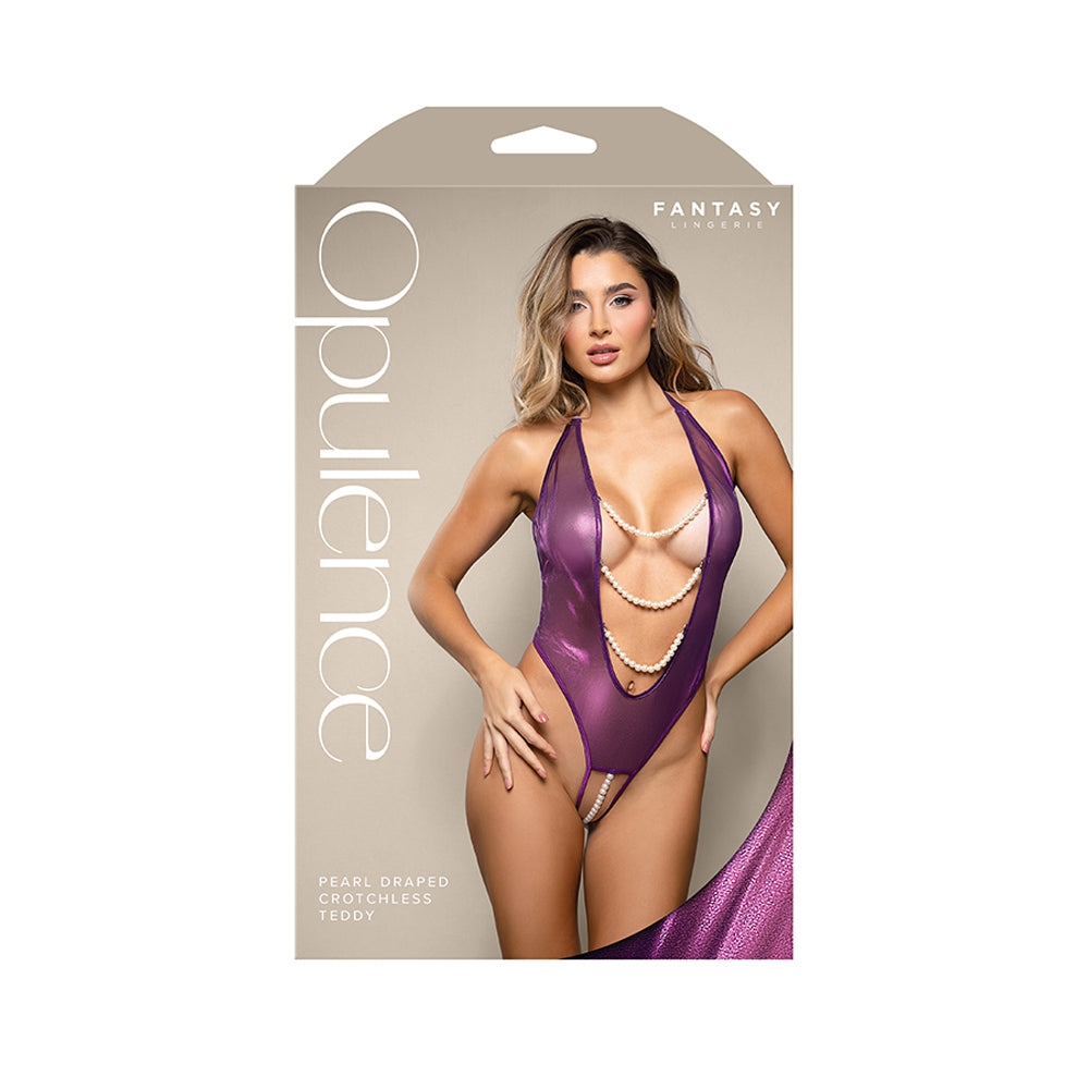 Pearl Draped Crotchless Teddy S/M | 657447322228 | Discreet Personal Wellness