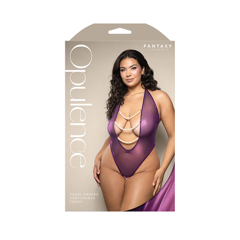 Pearl Draped Crotchless Teddy Queen Size | 657447322259 | Discreet Personal Wellness