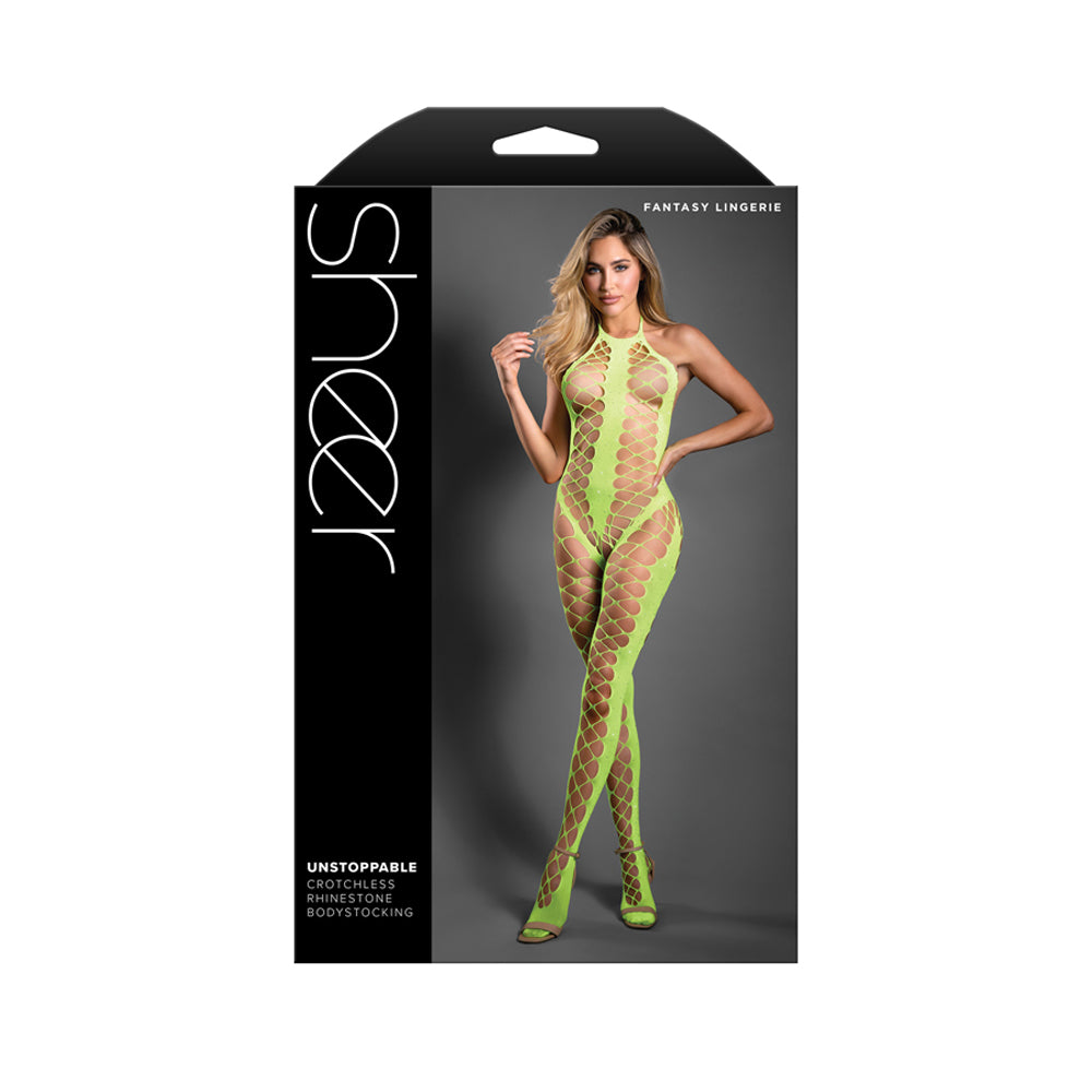Unstoppable Crotchless Rhinestone Bodystocking One Size | 657447322907 | Discreet Personal Wellness