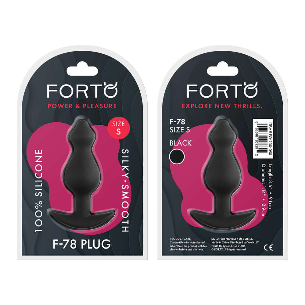 F-78: Pointee 100% Silicone Plug Small Black | 663546902292 | Discreet Personal Wellness
