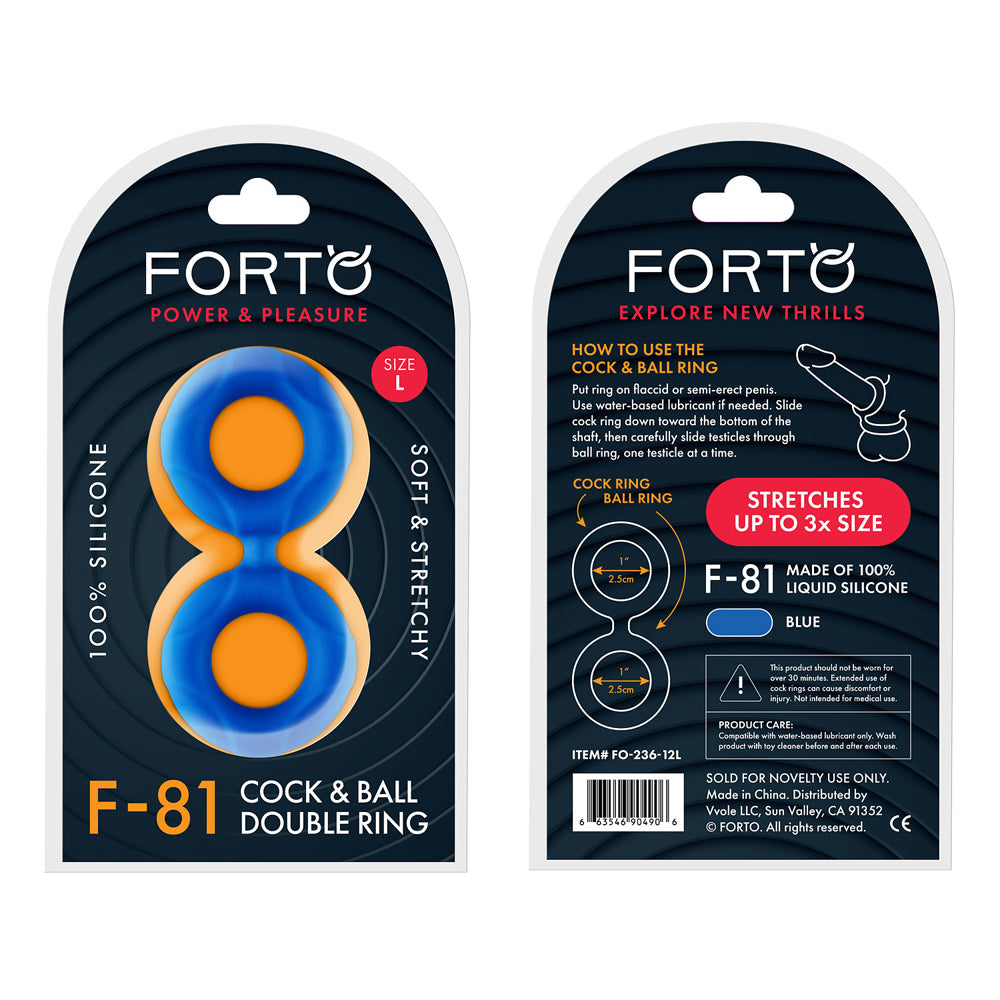F-81: Double Ring Liquid Silicone 51Mm Blue | 663546904906 | Discreet Personal Wellness