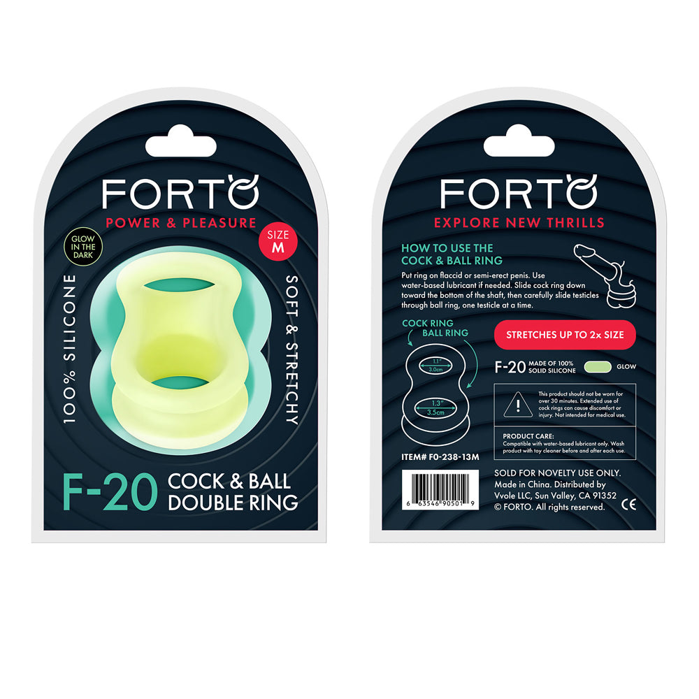 Forto F-20: Balls Stretcher Liquid Silicone 55/72Mm Glow | 663546905019 | Discreet Personal Wellness