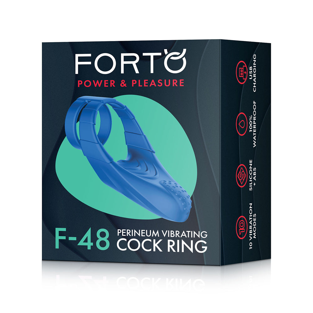 Forto F-48: Vibrating Perineum Double C-Ring Blue | 663546905255 | Discreet Personal Wellness