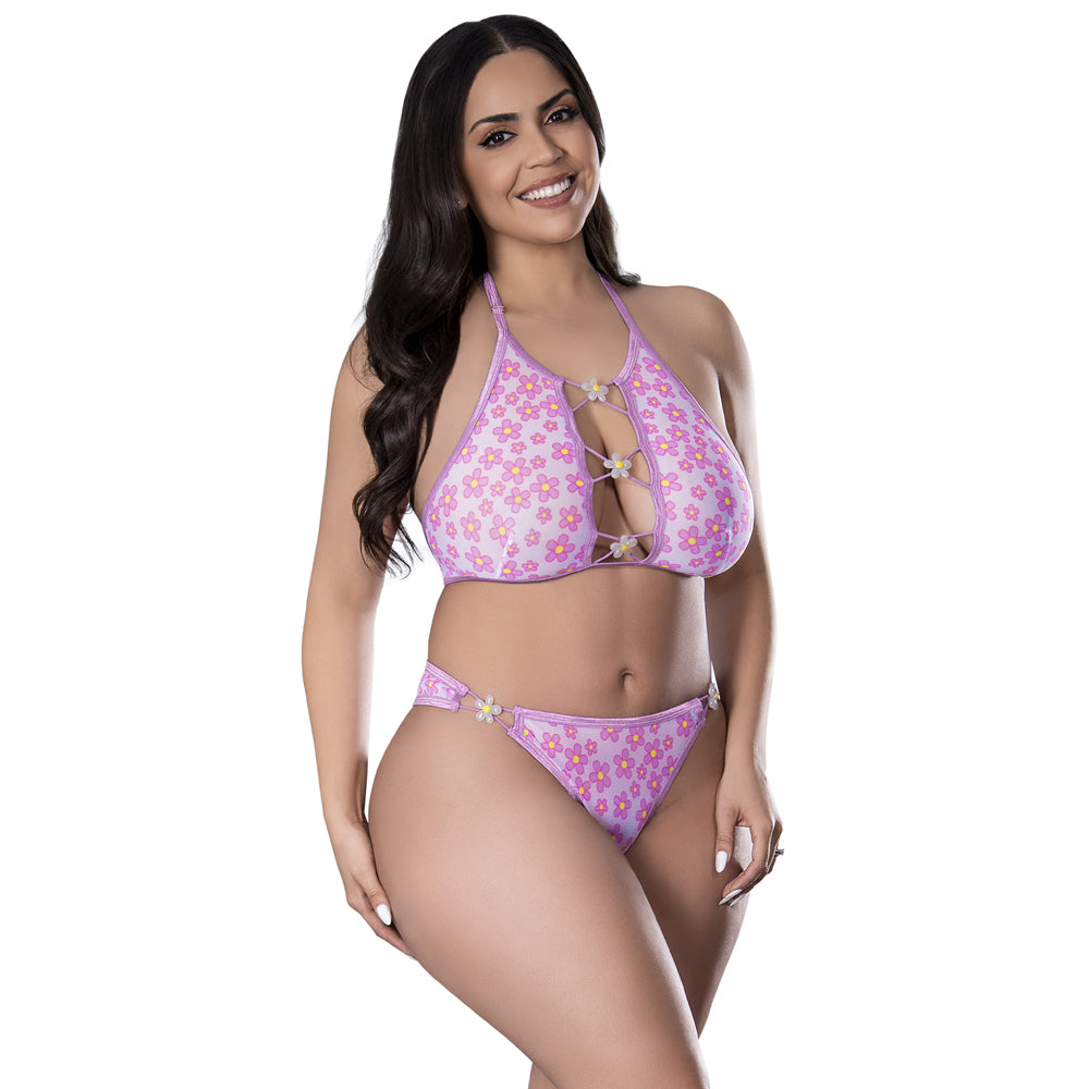 Daisy Halter Bralette & Panty Set Daisy Print 2Xl | 671241124970 | Discreet Personal Wellness