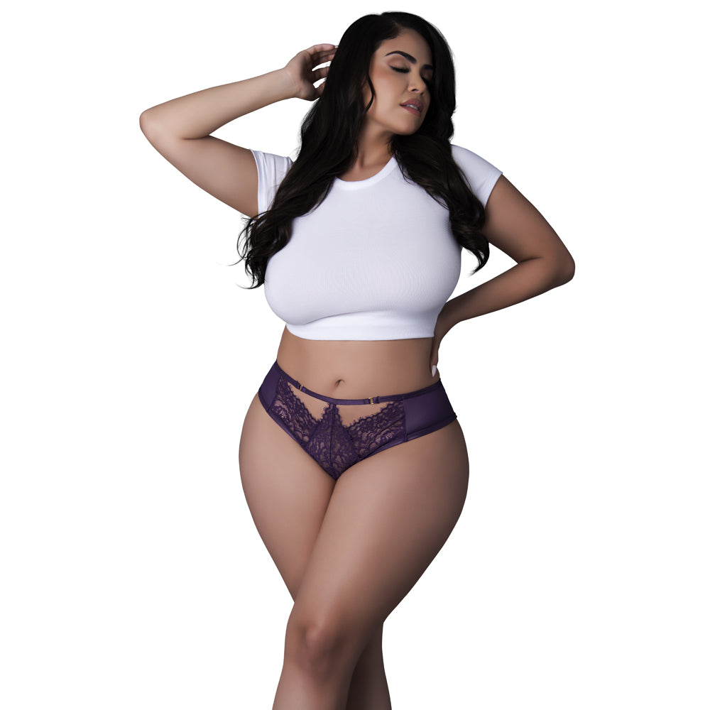 Leather & Lace Cheeky Hipster Plum Queen Size | 671241126073 | Discreet Personal Wellness