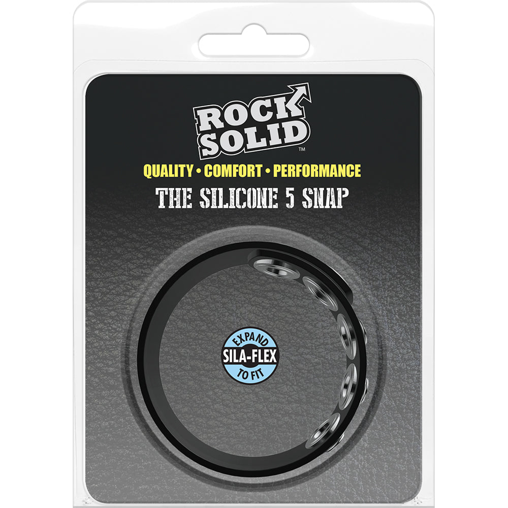Rock Solid Silicone 5 Snap Black | 6768903842120 | Discreet Personal Wellness