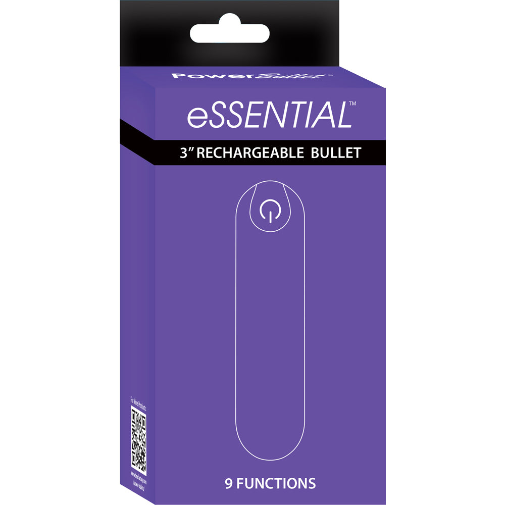 Powerbullet Essential 3'' Bullet With Case 9 Function Purple | 677613571533 | Discreet Personal Wellness