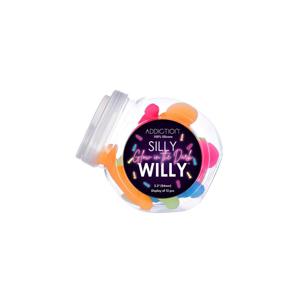 Addiction Silly Willy 3.5" Mini Penis Glow In The Dark 12Ct Display | 677613870667 | Discreet Personal Wellness
