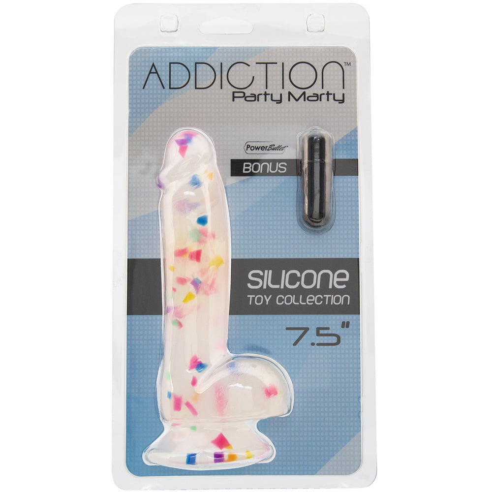 Addiction Party Marty 7.5'' Frost And Confetti With Bonus Bullet | 677613875372 | Discreet Personal Wellness