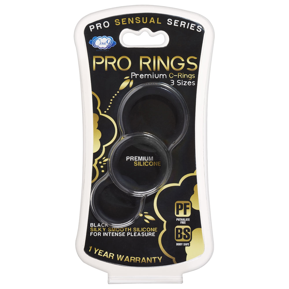 Cloud 9 Pro Sensual Silicone Penis Ring 3 Pack Black | 685239852134 | Discreet Personal Wellness