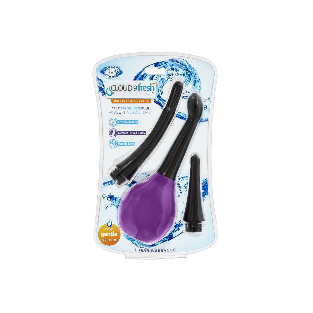 Cloud 9 Fresh + Deluxe Anal Soft Tip Enema Douche 11.8 oz. & 3 N oz.zle | 685239852639 | Discreet Personal Wellness