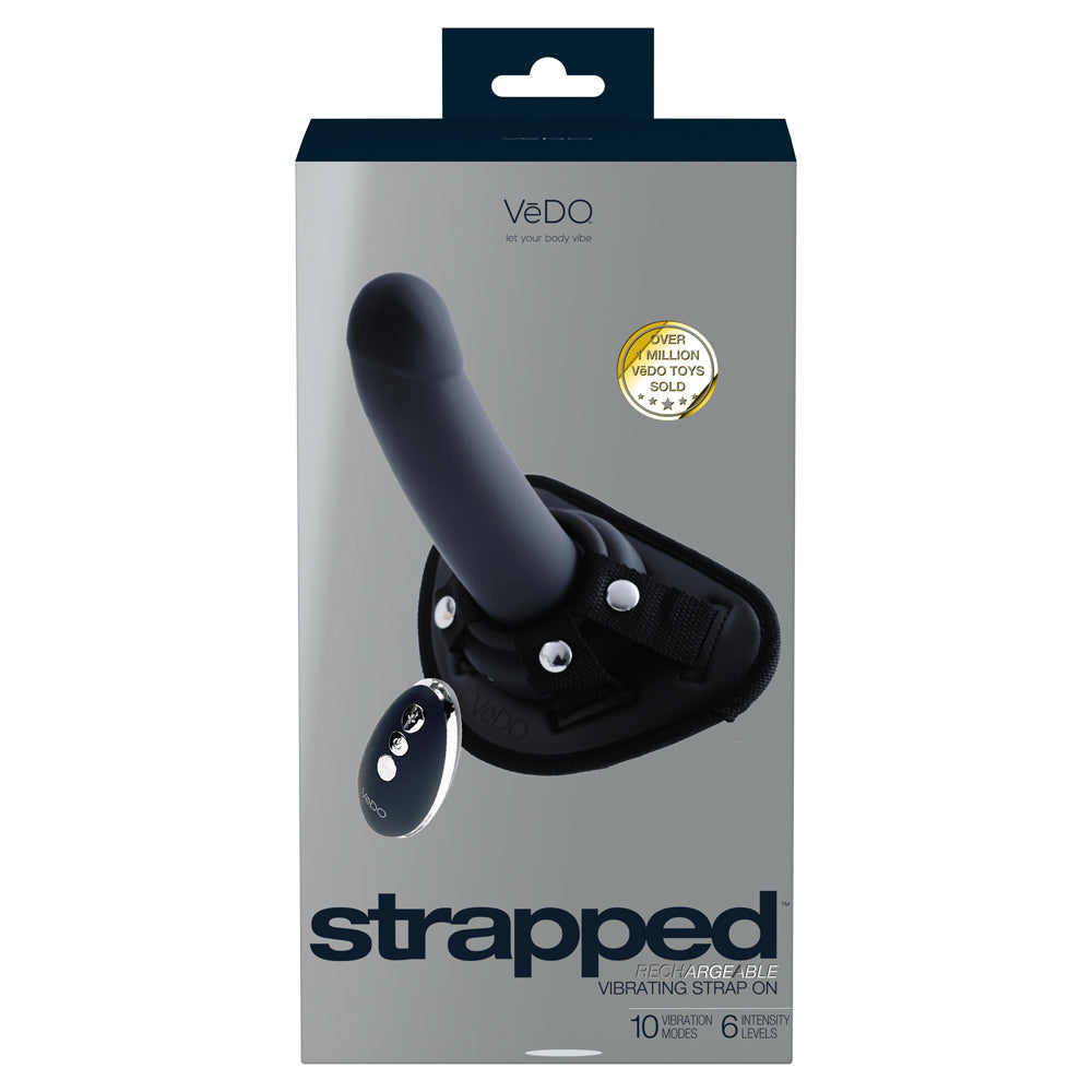 Strapped Rechargeable Vibrating Strap On Just Black | 716053727879 | Discreet Personal Wellness