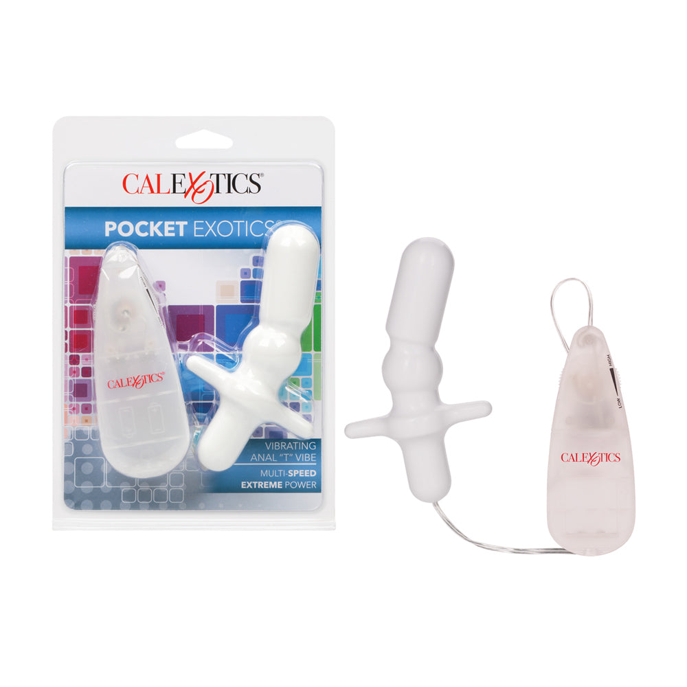 Pocket Exotics Vibrating Anal "T" Vibe Gray | 716770004130 | Discreet Personal Wellness