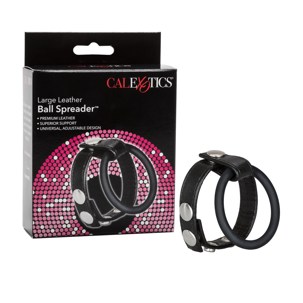 Large Leather Ball Spreader Black | 716770009258 | Discreet Personal Wellness