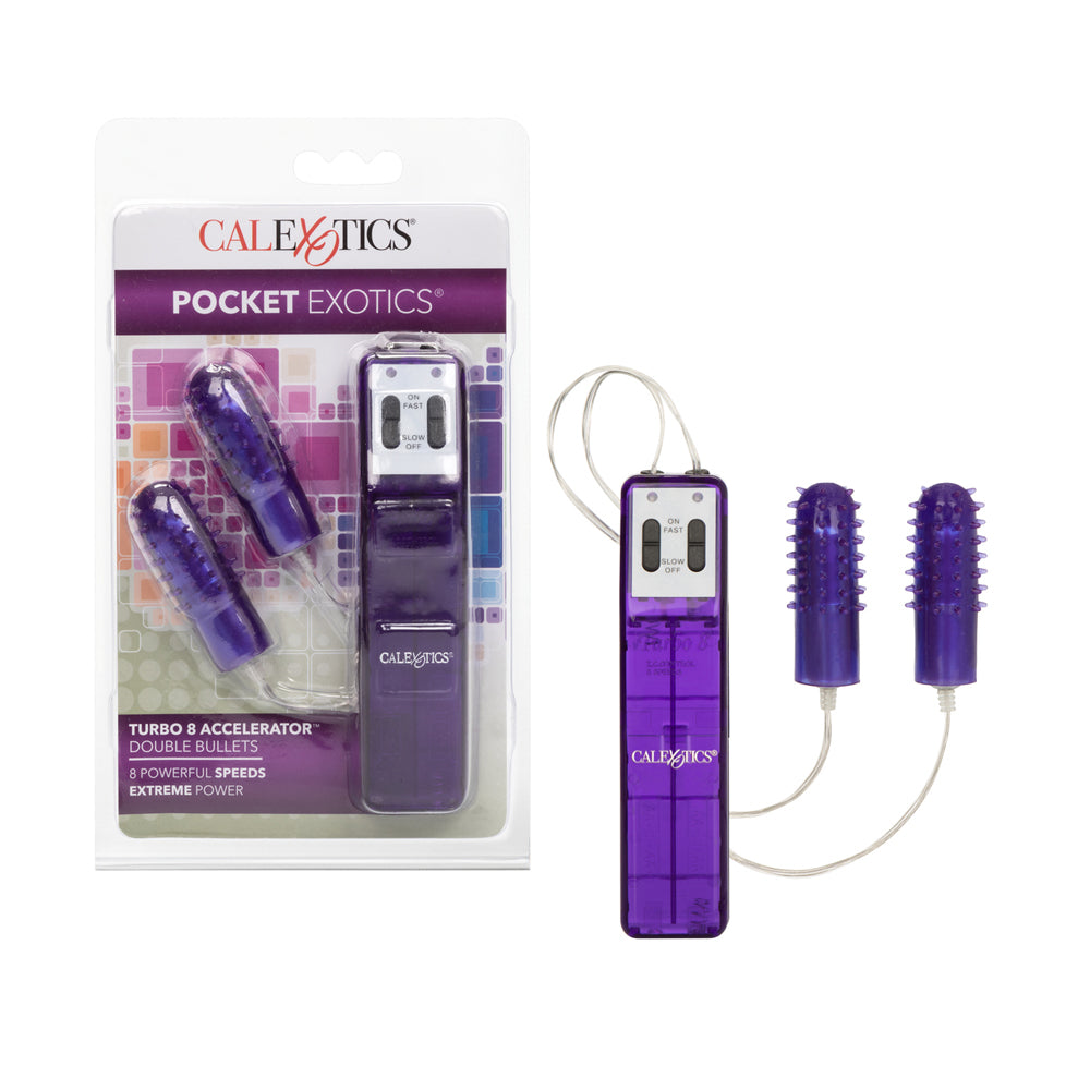 Pocket Exotics Turbo 8 Accelerator Double Bullets Purple | 716770023841 | Discreet Personal Wellness