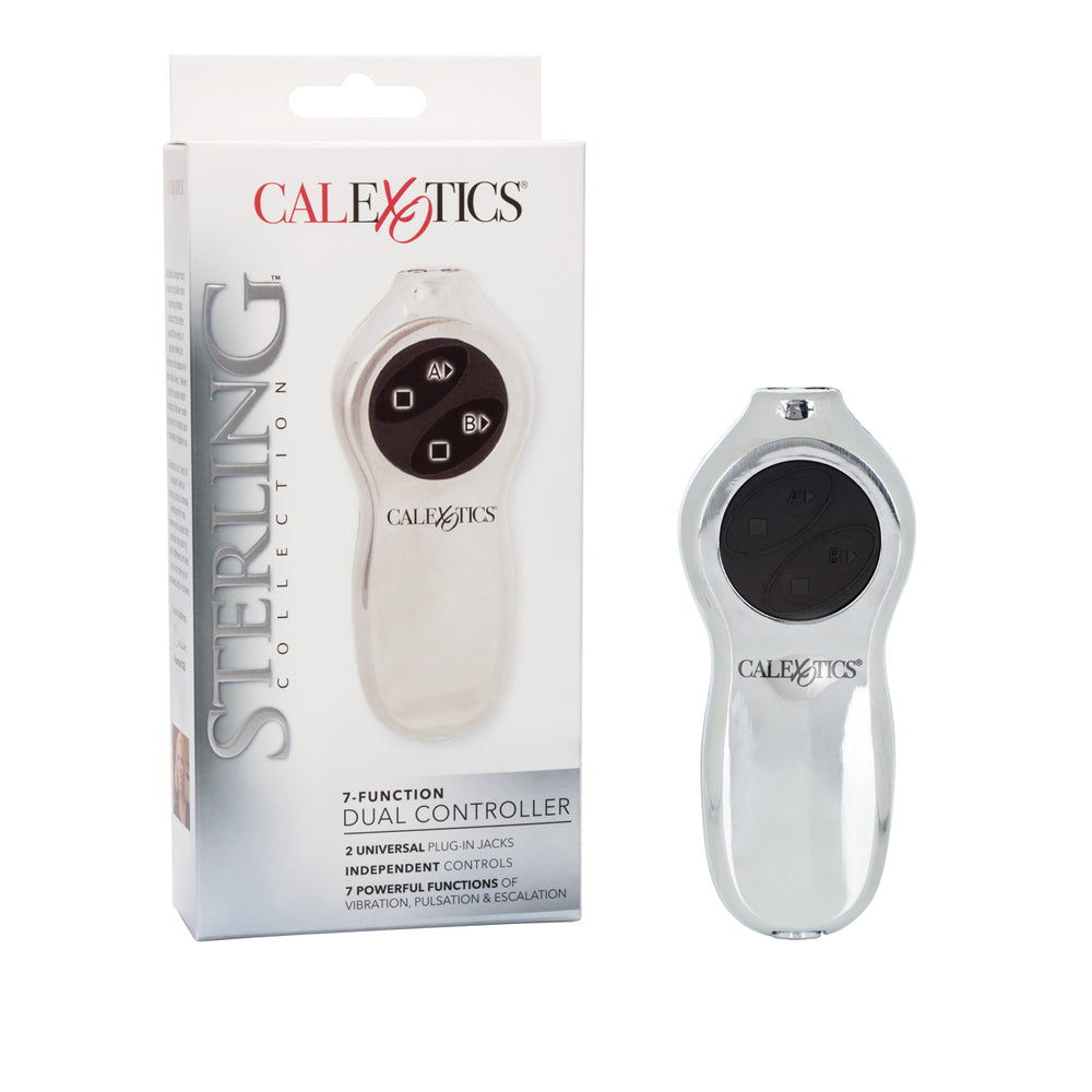 Sterling Collection 7 Function Dual Controller Silver | 716770054043 | Discreet Personal Wellness