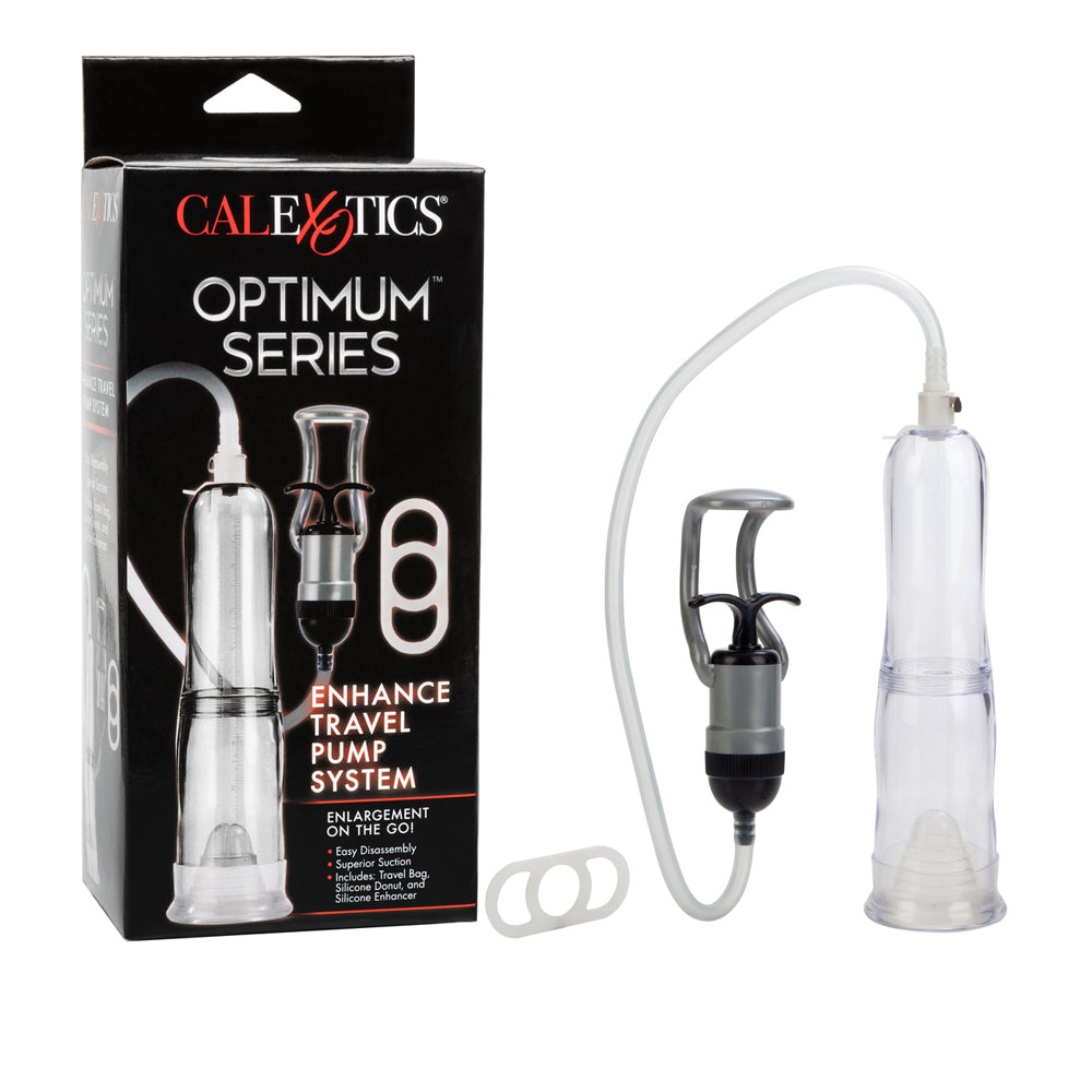 Optimum Series Enhance Travel Pump System Clear | 716770058607 | Discreet Personal Wellness