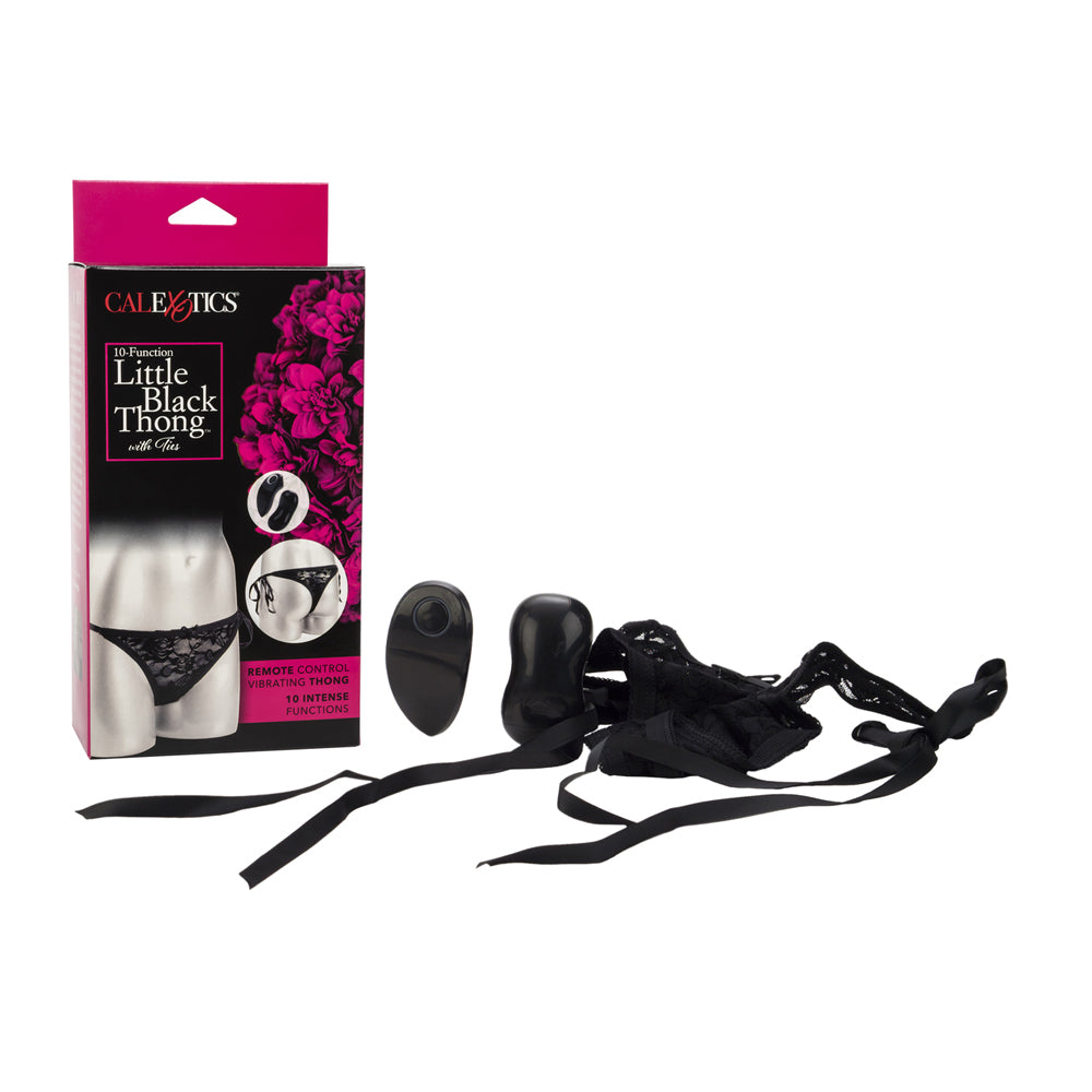10-Function Little Black Thong with Ties Black | 716770065681 | Discreet Personal Wellness