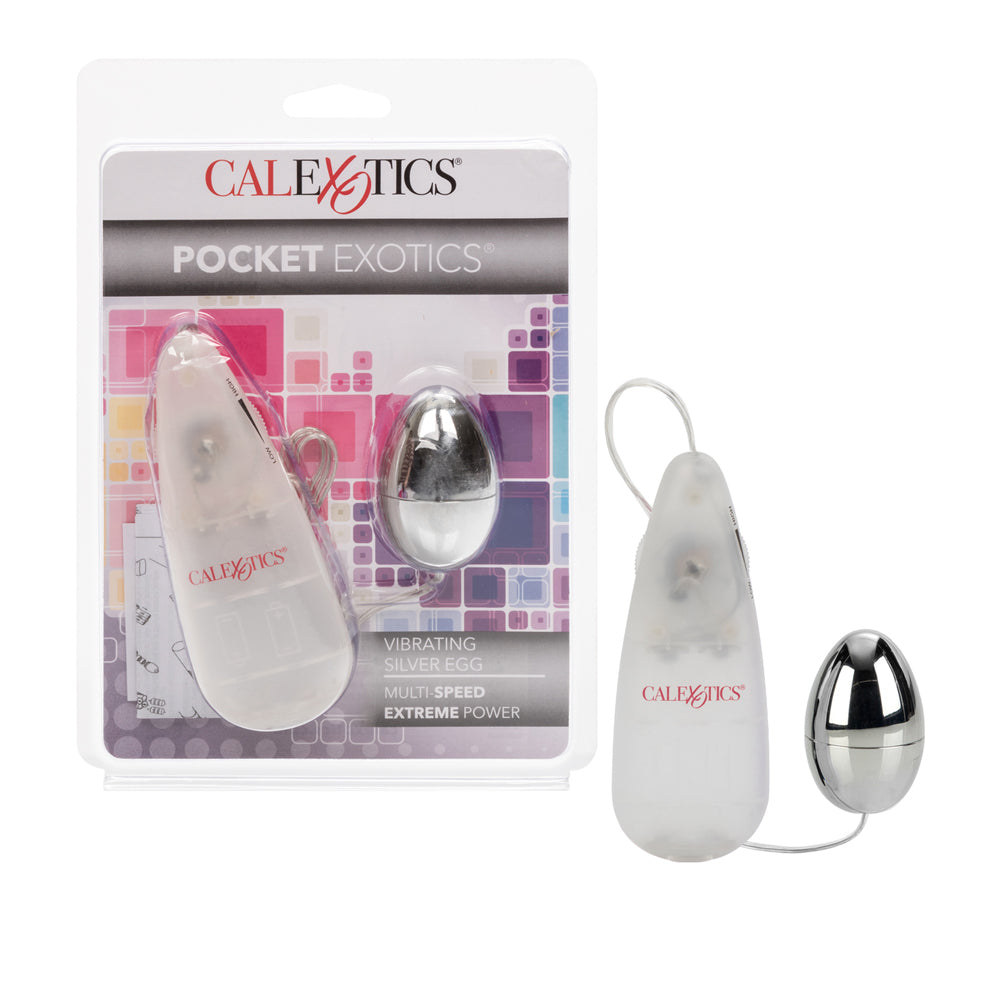 Pocket Exotics Vibrating Silver Egg Silver | 716770080264 | Discreet Personal Wellness