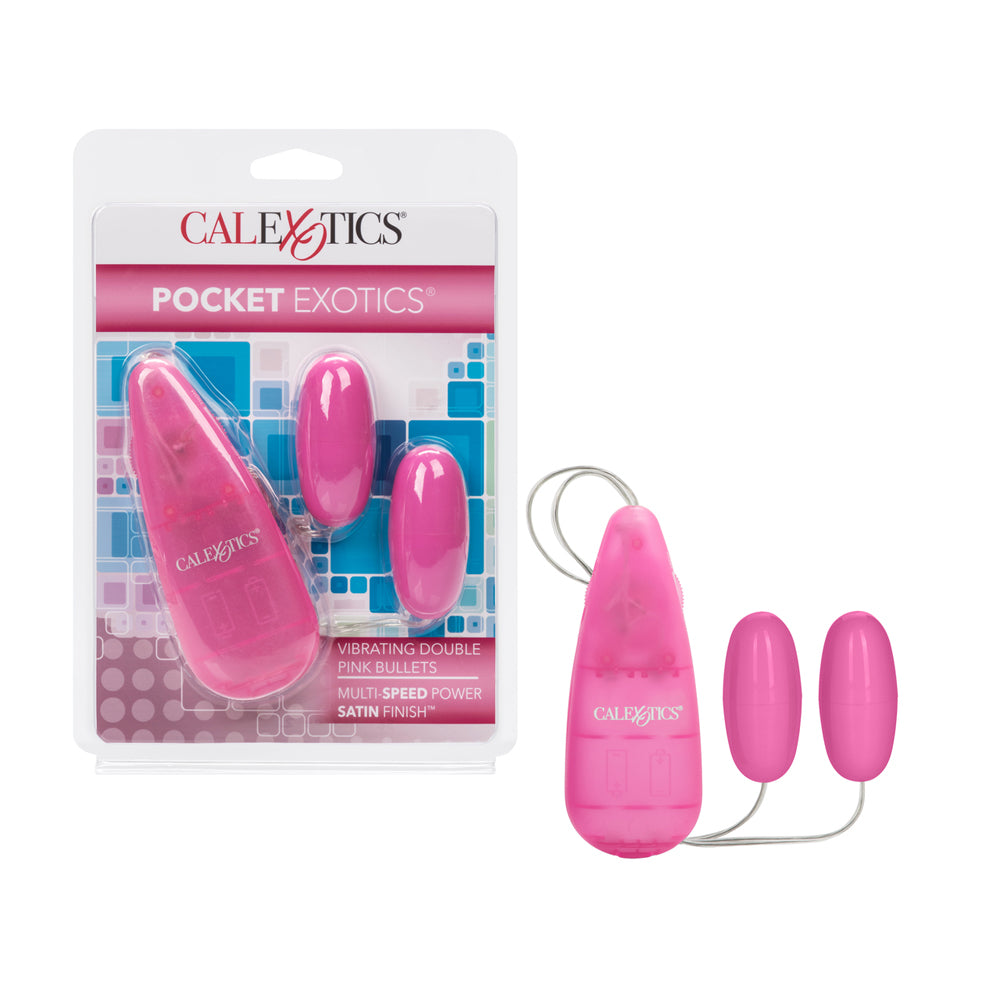 Pocket Exotics Vibrating Double Pink Bullets Pink | 716770080486 | Discreet Personal Wellness