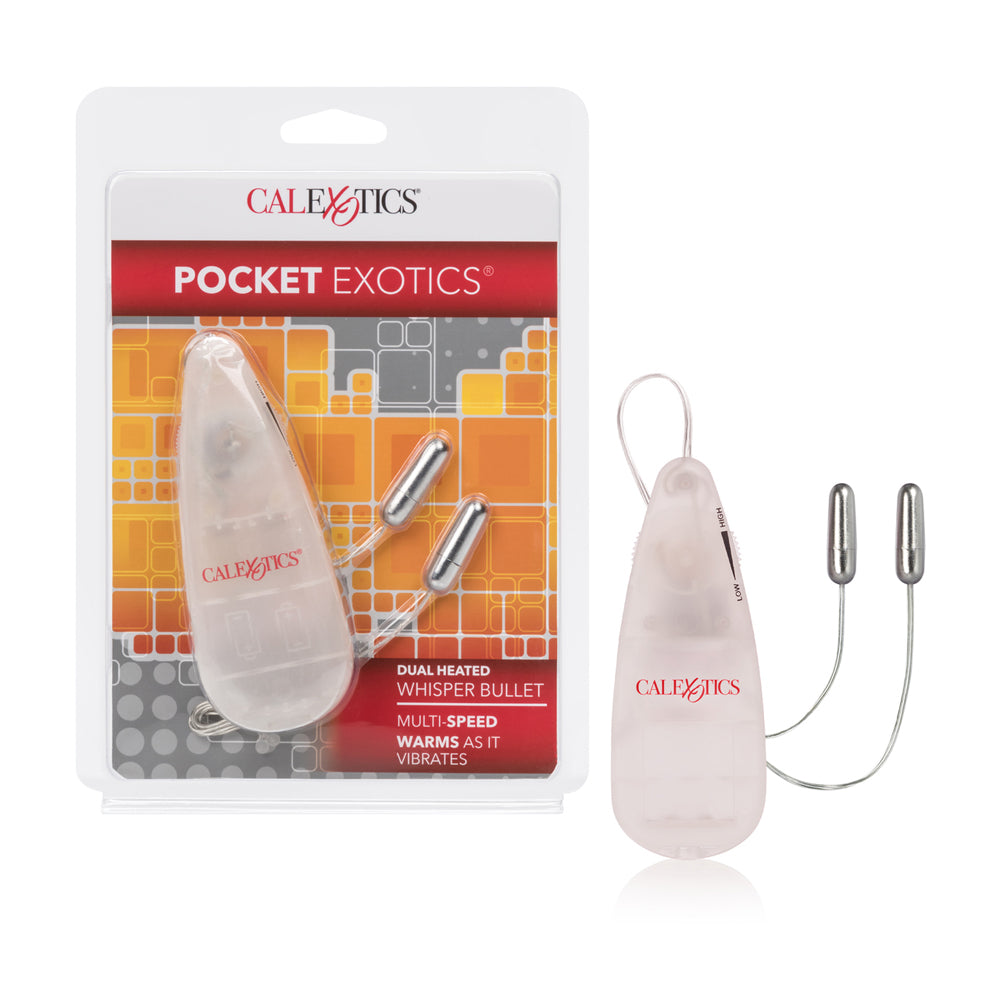 Pocket Exotics Dual Heated Whisper Bullets Silver | 716770085429 | Discreet Personal Wellness