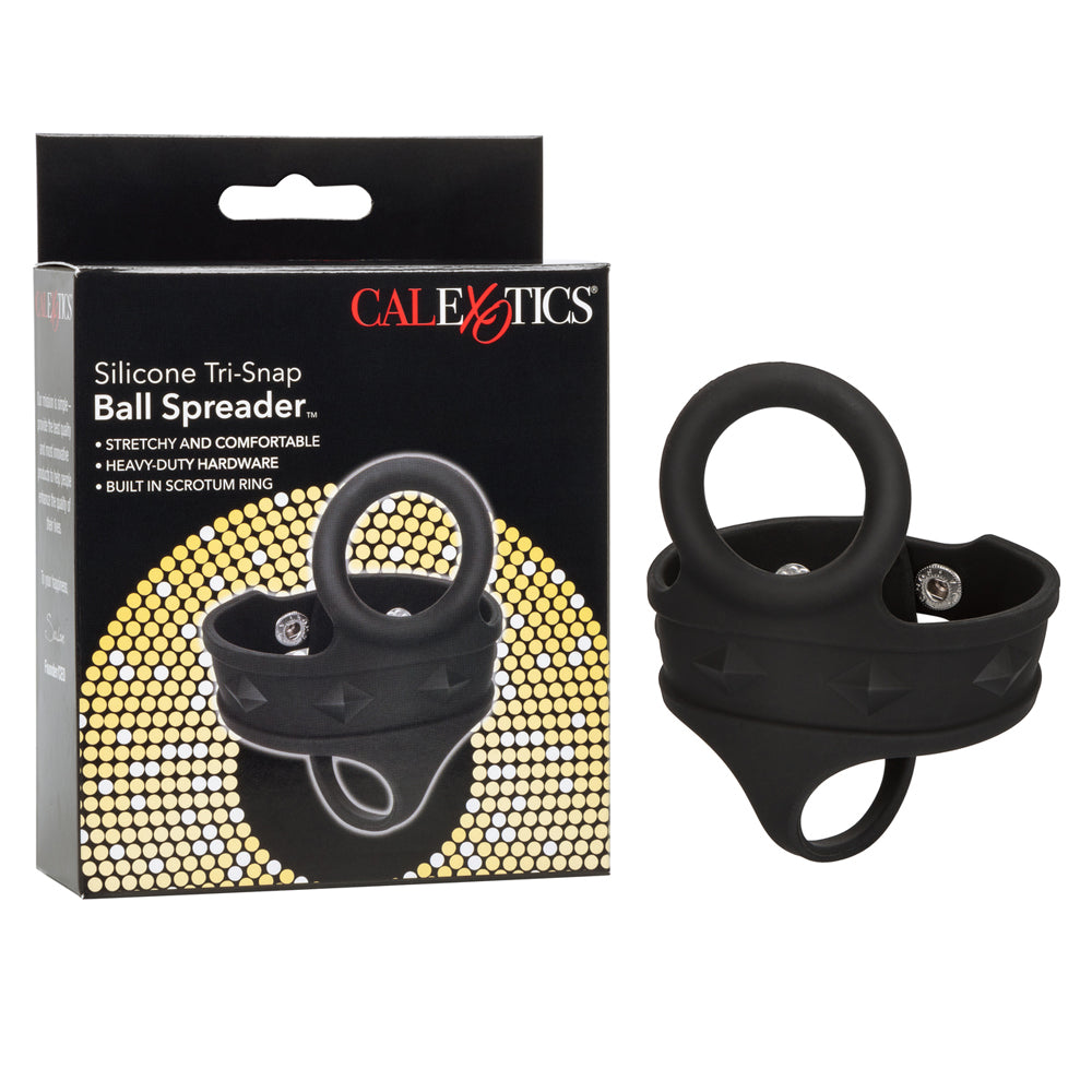 Silicone Tri-Snap Ball Spreader Black | 716770087423 | Discreet Personal Wellness