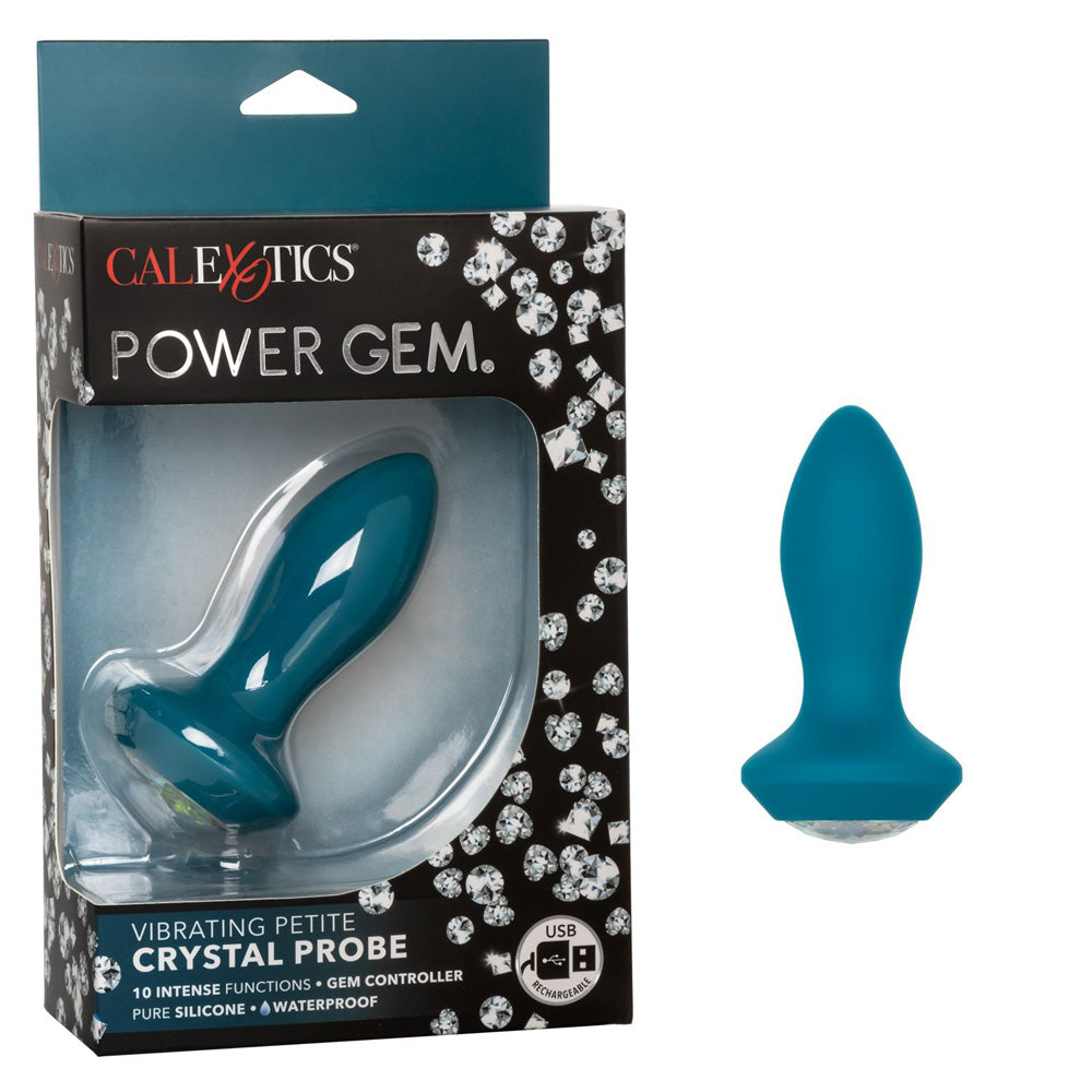 Power Gem Vibrating Petite Crystal Probe Blue | 716770094070 | Discreet Personal Wellness