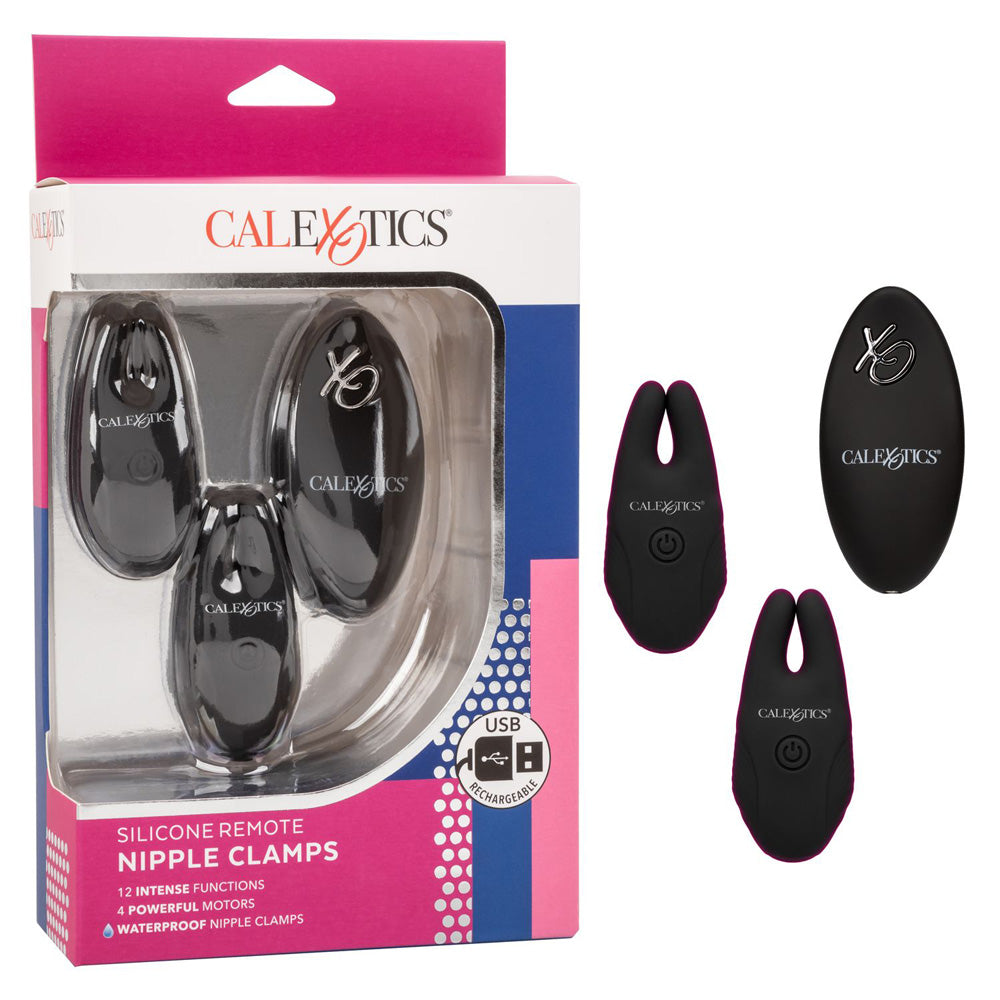 Silicone Remote Nipple Clamps Black | 716770099181 | Discreet Personal Wellness
