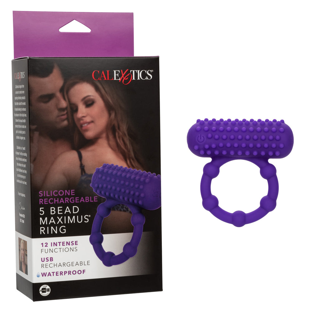 Silicone Rechargeable 5 Bead Maximus Ring | 716770102812 | Discreet Personal Wellness