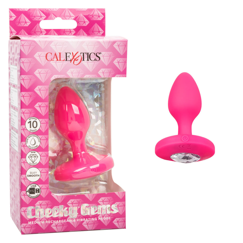 Cheeky Gems Medium Rechargeable Vibrating Probe Pink | 716770104717 | Discreet Personal Wellness