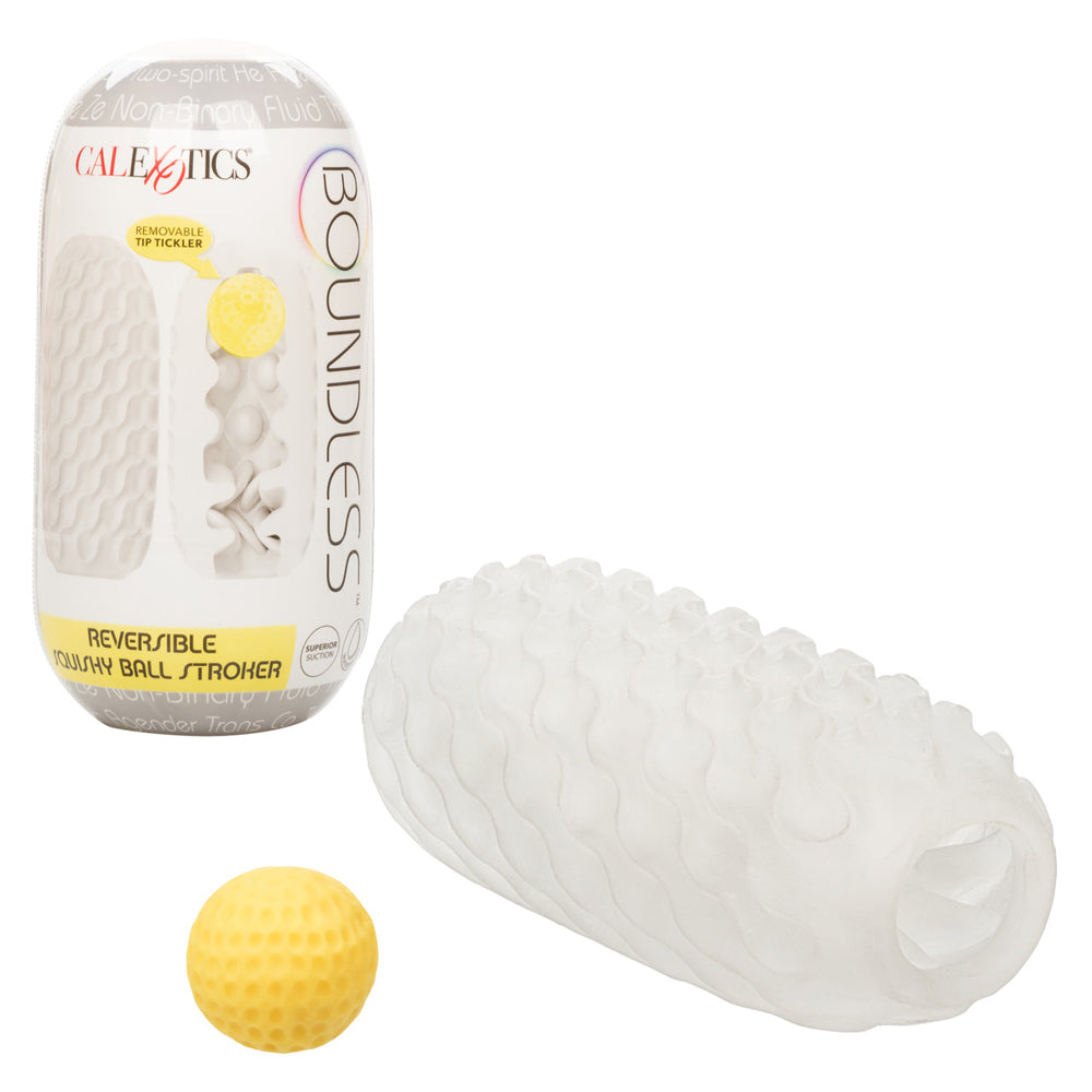 Boundless Reversible Squishy Ball Stroker Yellow | 716770106735 | Discreet Personal Wellness