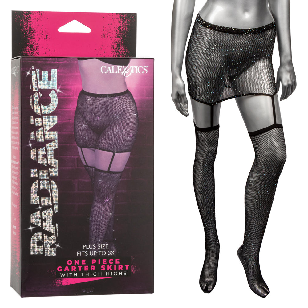 Radiance One Piece Plus Size Garter Skirt With Thigh Highs | 716770107237 | Discreet Personal Wellness