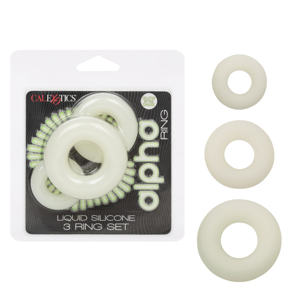 Alpha Glow-In-The-Dark Liquid Silicone 3 Ring Set | 716770109170 | Discreet Personal Wellness