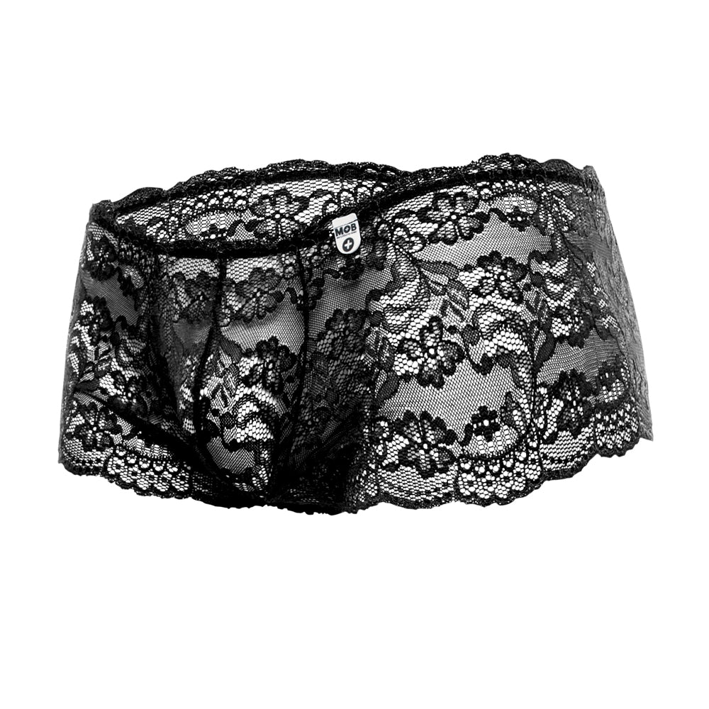 Rose Lace Boy Short Black S/M | 738435431006 | Discreet Personal Wellness