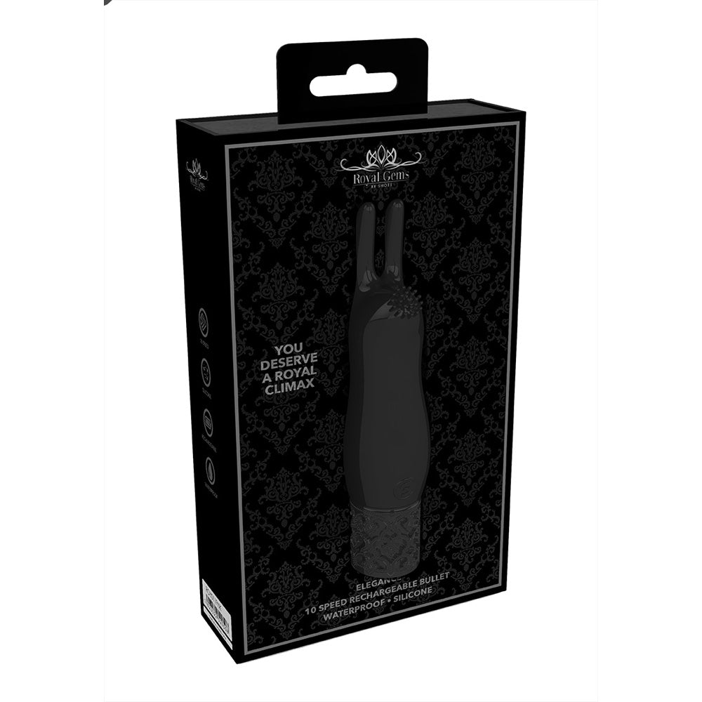 Royal Gems Elegance Rechargeable Silicone Bullet Black | 7423522528594 | Discreet Personal Wellness