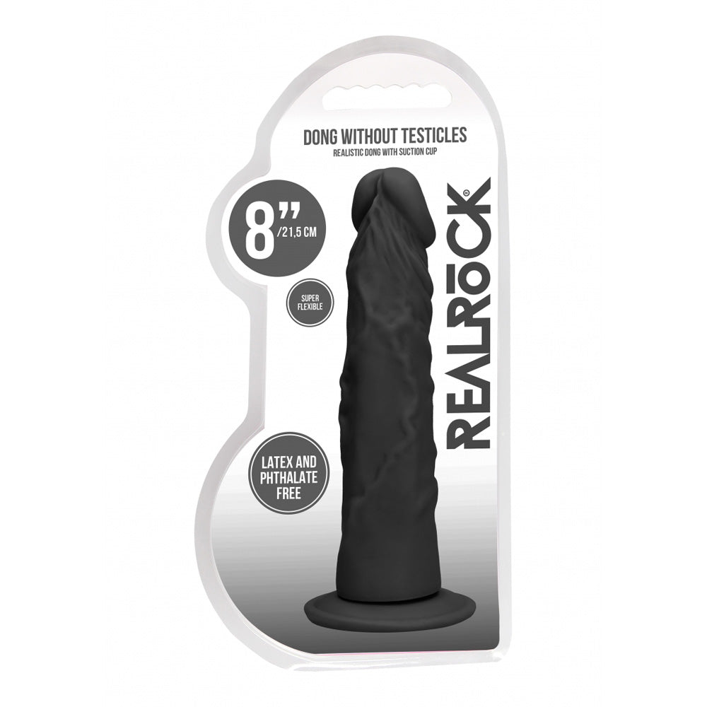 Realrock Penis Without Testicles 8" Black | 7423522548561 | Discreet Personal Wellness